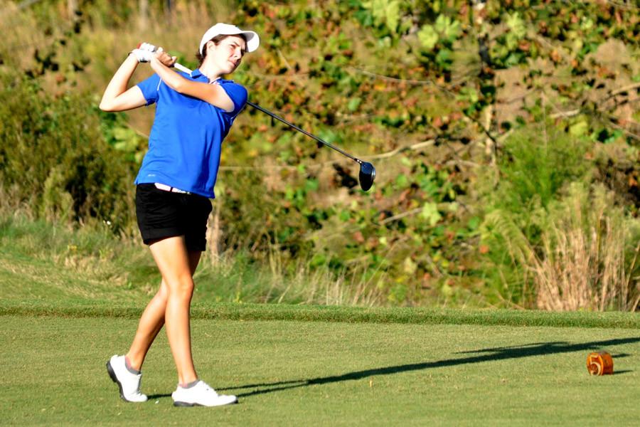 Bennett, seen here in the last regular season match, finished two strokes off the lead in the N.C. State Championship match Oct. 26-27.