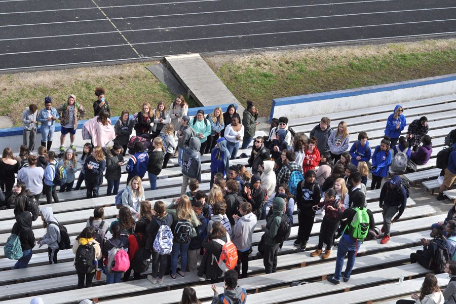 An estimated 200 to 300 students attended the walk-out March 14. 