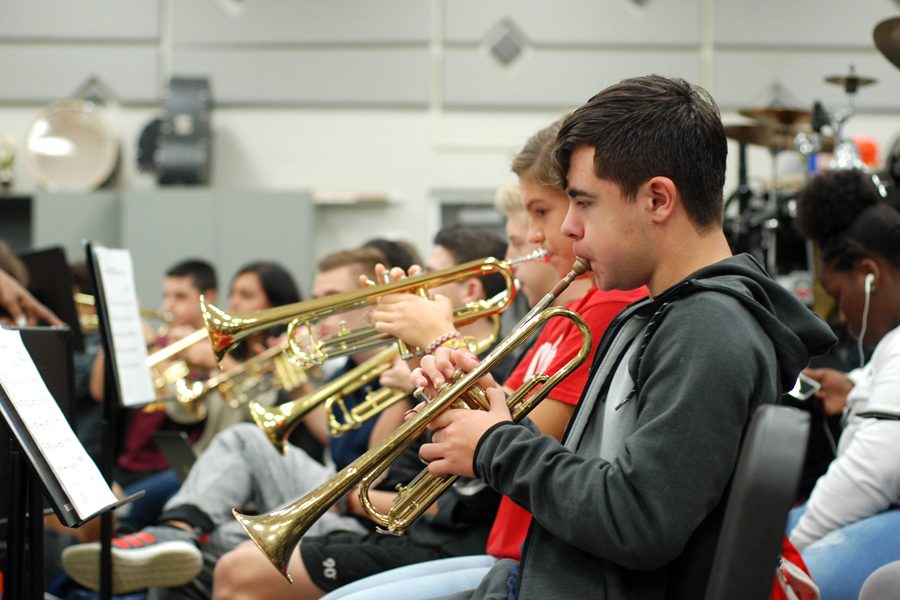 Band members practice for a future performance.