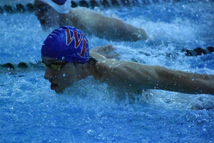 Junior Gideon Bezuidenhout won the 100 Breast and was a member of the winning 200 medley relay.