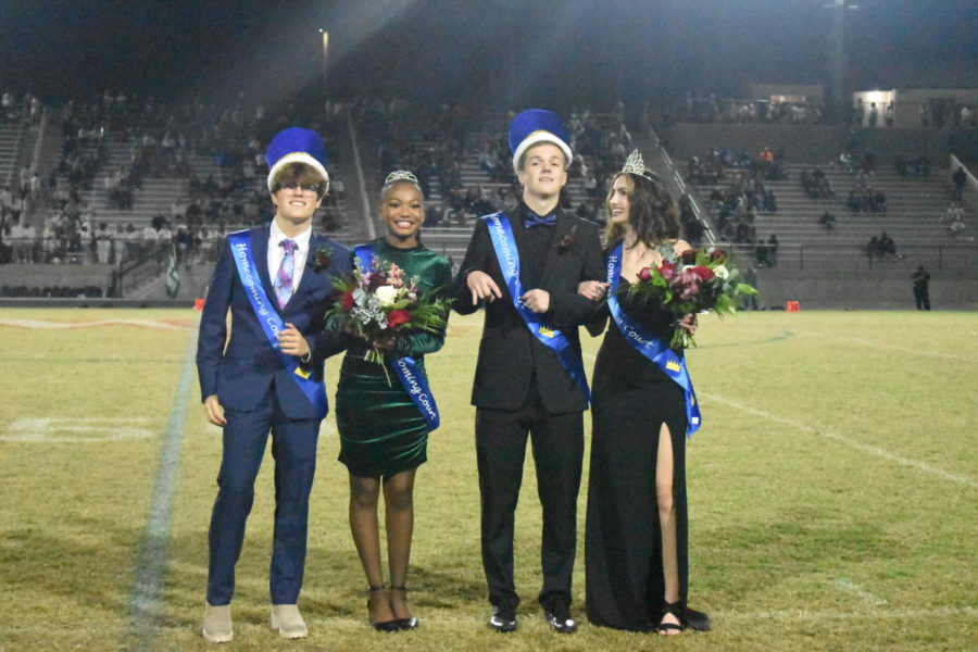 Ian Vestal, Talia Manning, Will Wrenn and Sydney Howard are crowned at the halftime of the Homecoming game.